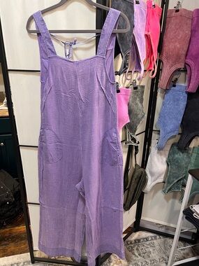 Zenana Outfitters Lavender Linen-Blend Jumpsuit